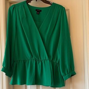 Halogen Vibrant Green Wrap Blouse